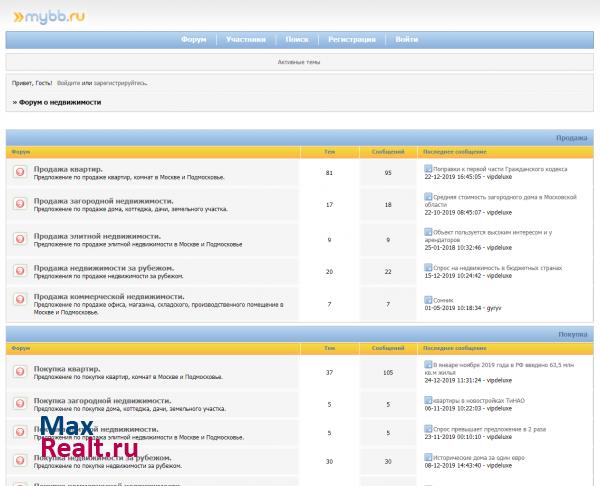 Доска объявлений и форум по недвижимости